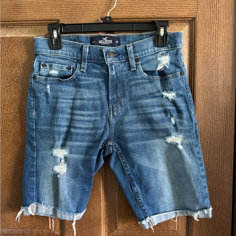 Hollister Men's Ripped Blue Jean Shorts